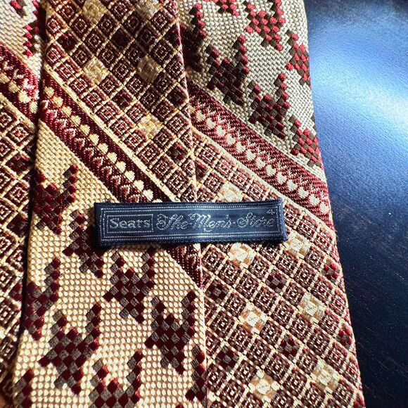 Vintage Sears "The Men’s Store" Tie 57” Geometric Diamond Houndstooth 60s 70s - Picture 6 of 7